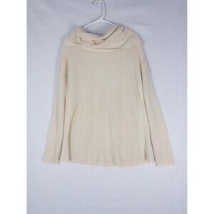 Cashmere Sweater Womens Medium Pullover Ivory Knit Roll Neck Long Sleeve